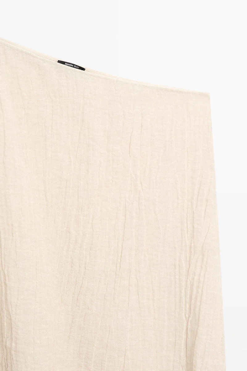 Top cape asymétrique total look lin mélangé