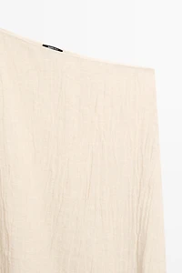 Top cape asymétrique total look lin mélangé