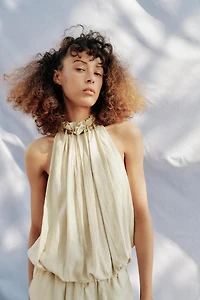 BEADED BALLOON HALTER TOP