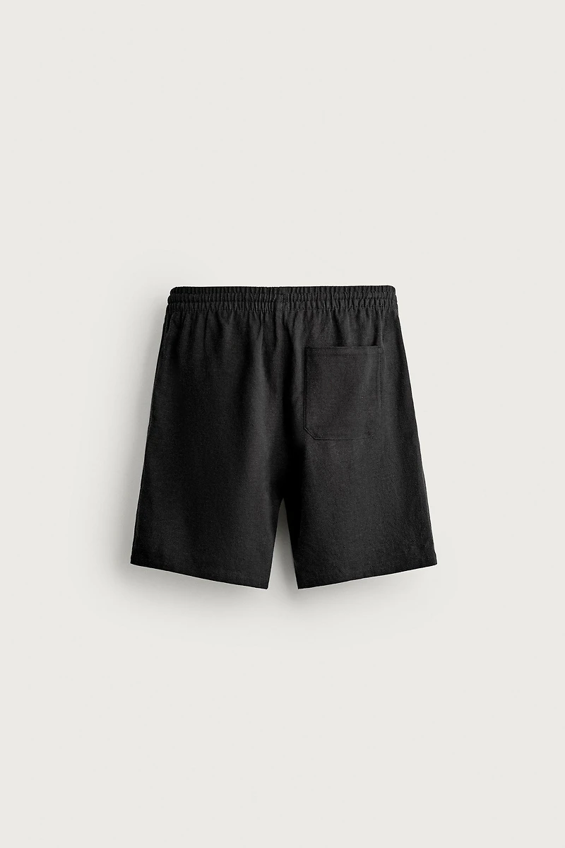 VISCOSE LINEN BLEND RELAXED FIT SHORTS
