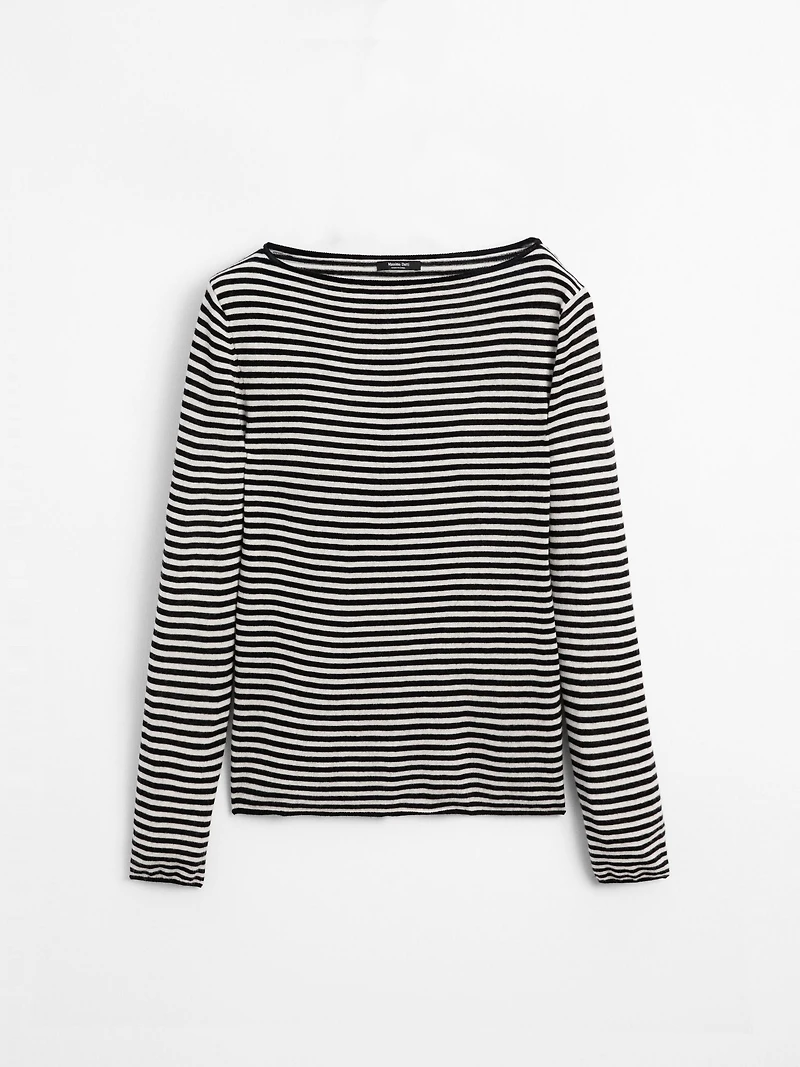 Striped long sleeve knit sweater