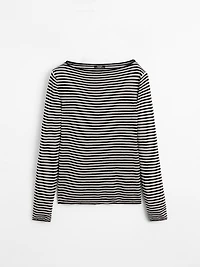 Striped long sleeve knit sweater