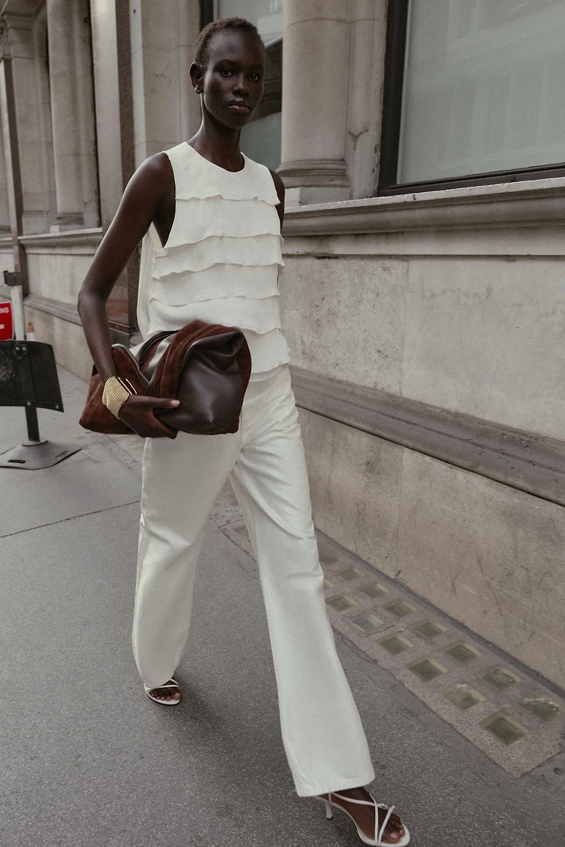 RUFFLED SATIN EFFECT TOP