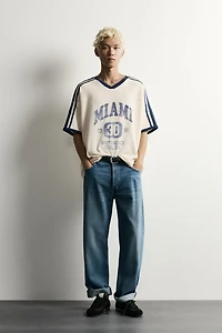 RELAXED FIT RETRO SOCCER PRINT T-SHIRT