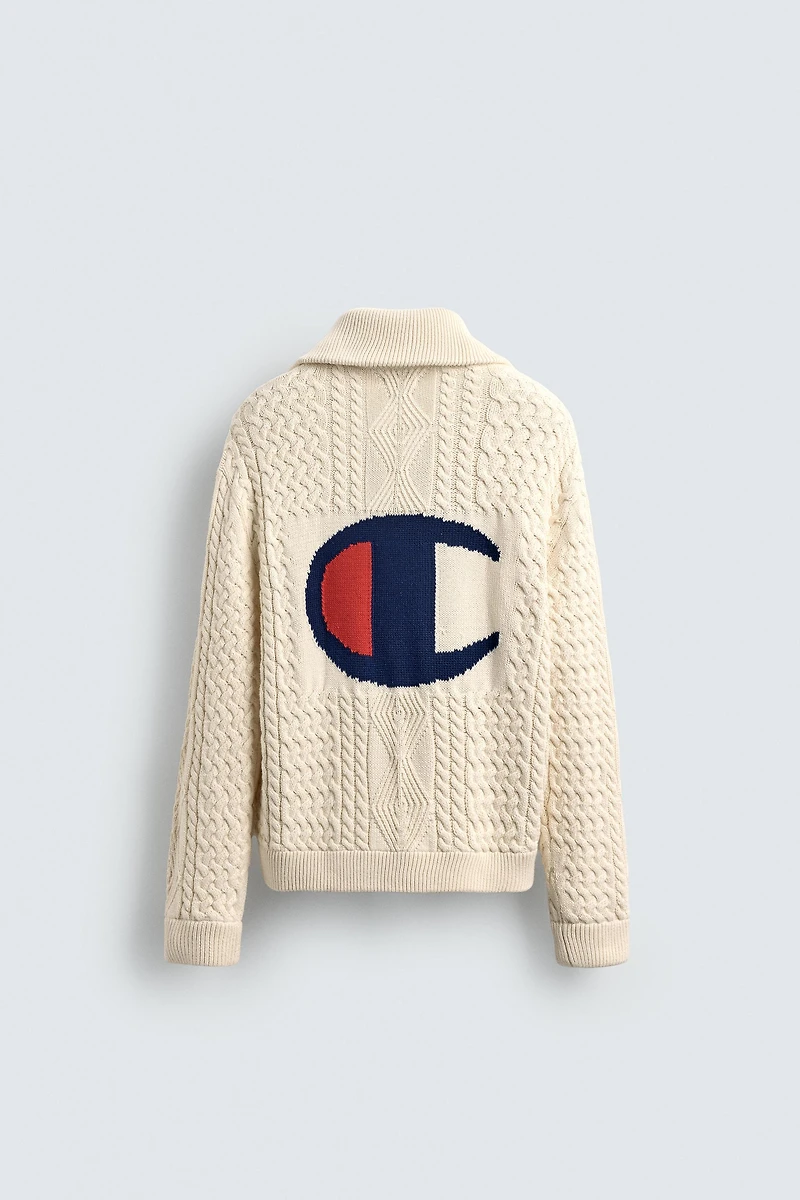 JACQUARD CABLE KNIT CARDIGAN CHAMPION ® X ZARA