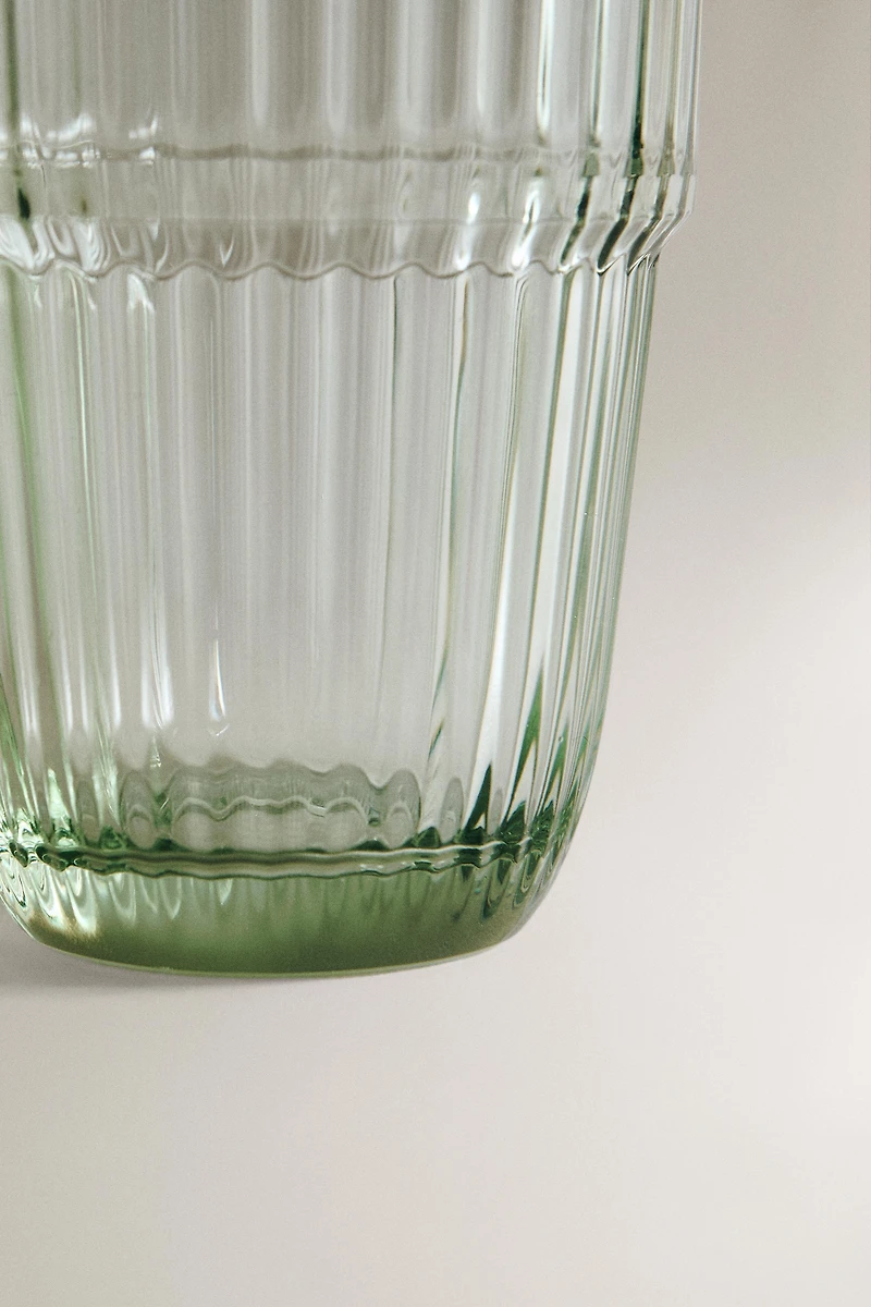 COLORED STRIPED GLASS TUMBLER