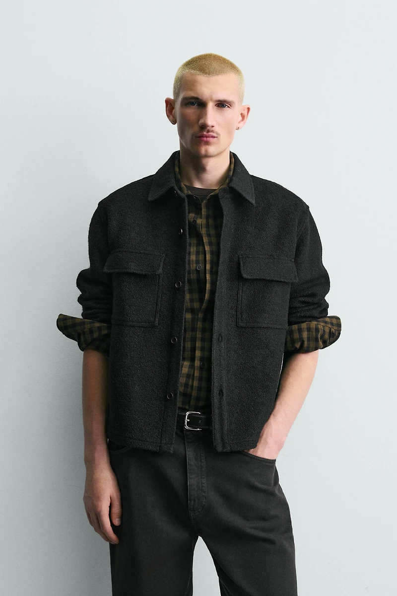 WOOL BLEND TEXTURED OVERSHIRT
