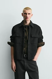 WOOL BLEND TEXTURED OVERSHIRT