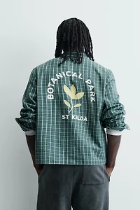PLAID EMBROIDERED CROPPED SHIRT