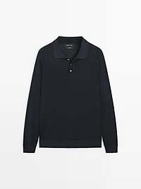 100% linen knit polo collar sweater