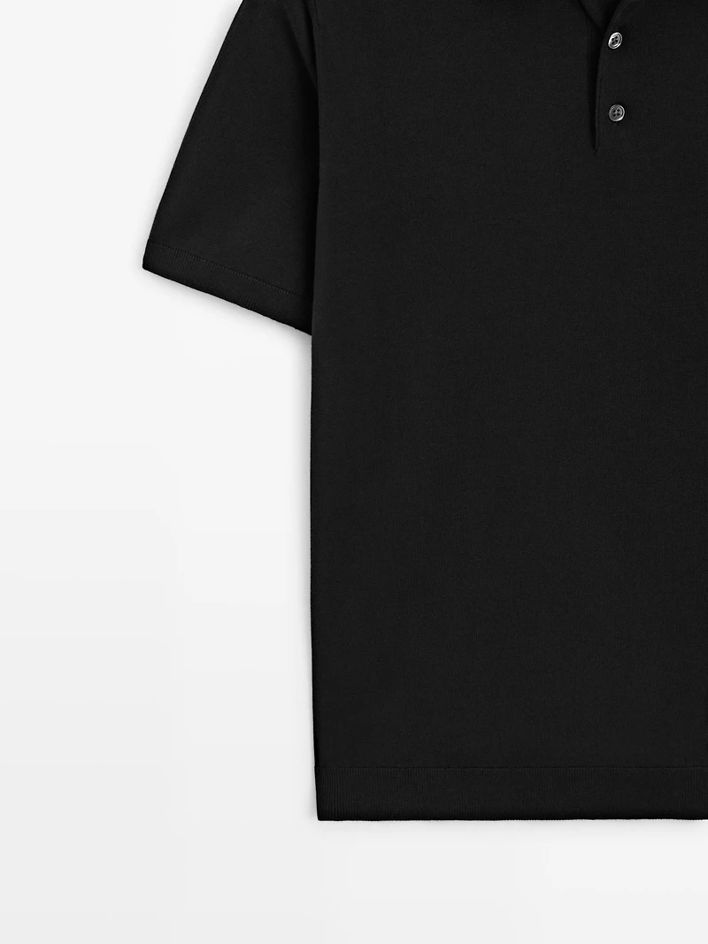 Short sleeve cotton knit polo shirt