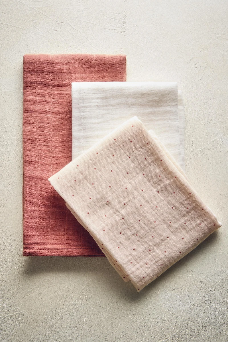 LOT DE 3 LANGES POUR BÉBÉ MULTICOLORES