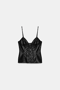 FAUX LEATHER TIE STRAP TOP