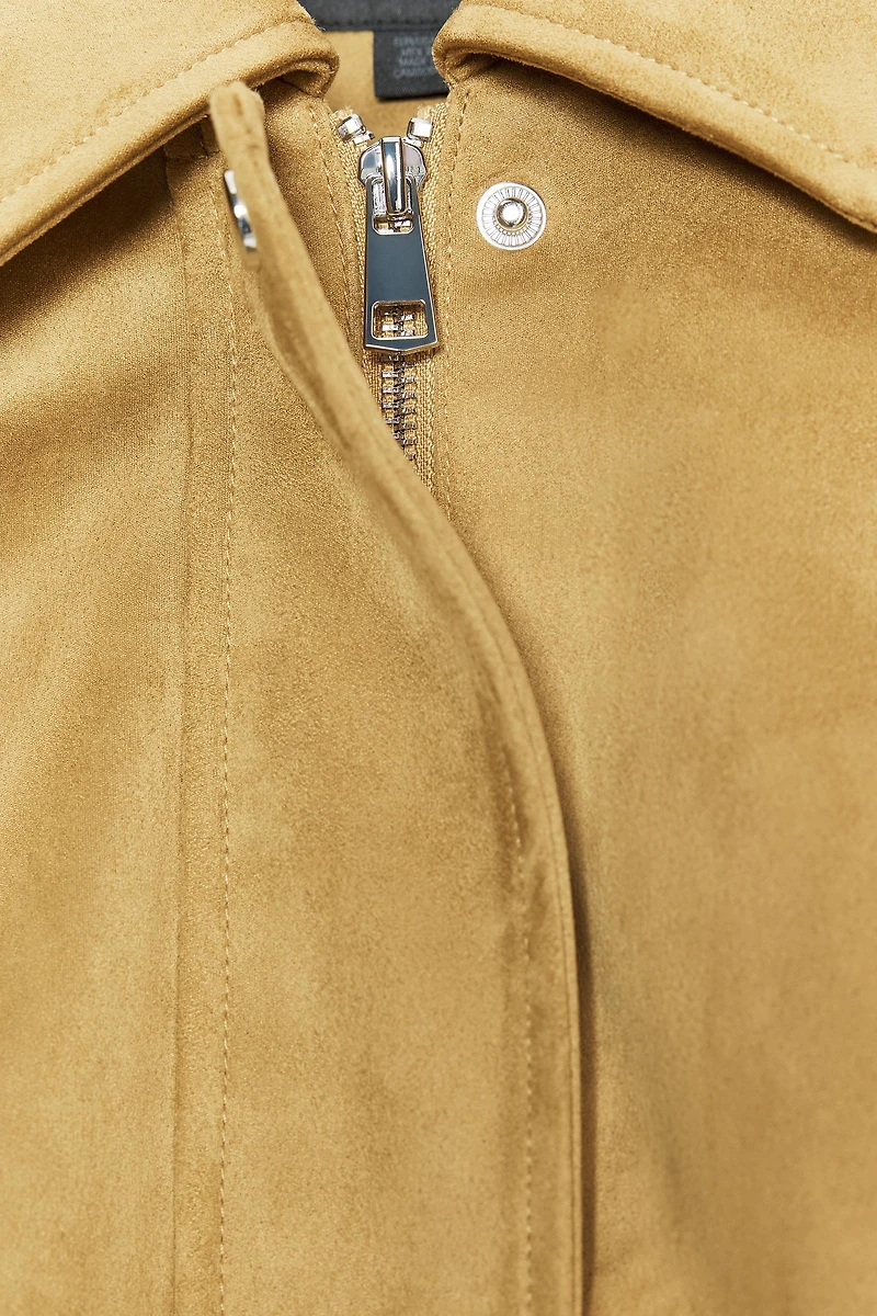 FAUX SUEDE BOMBER JACKET