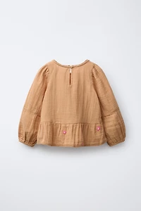 EMBROIDERED FLORAL TEXTURED BLOUSE
