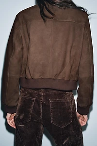SUEDE LEATHER BOMBER JACKET ZW COLLECTION LIMITED EDITION