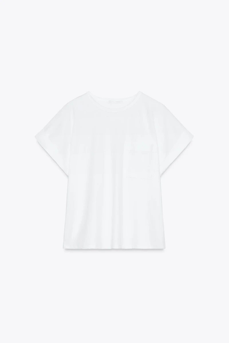 T-SHIRT À POCHE EN POPELINE
