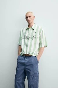 PRINTED GRAPHIC BOXY FIT POLO SHIRT