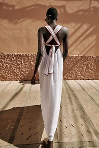 EMBROIDERED TEXTURED MIDI DRESS