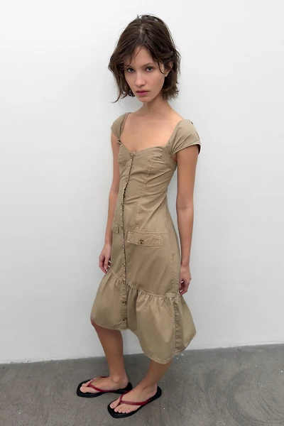 BUTTONED MIDI DRESS