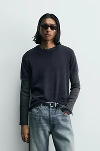 WASHED TEXTURED KNIT T-SHIRT