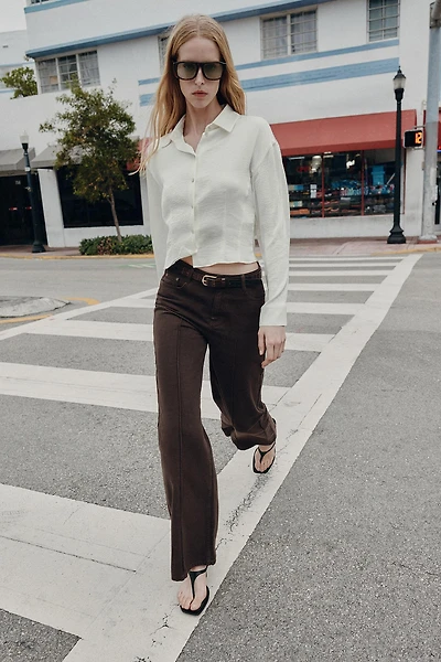 SATIN EFFECT FITTED WAIST SHIRT