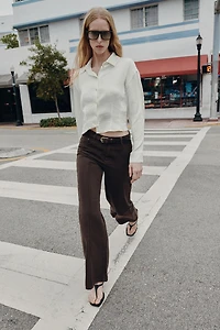 SATIN EFFECT FITTED WAIST SHIRT