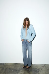 TRF LOW RISE CROPPED JEANS WITH DISPLACED SEAMS