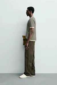 STRIPED COTTON LINEN KNIT T-SHIRT