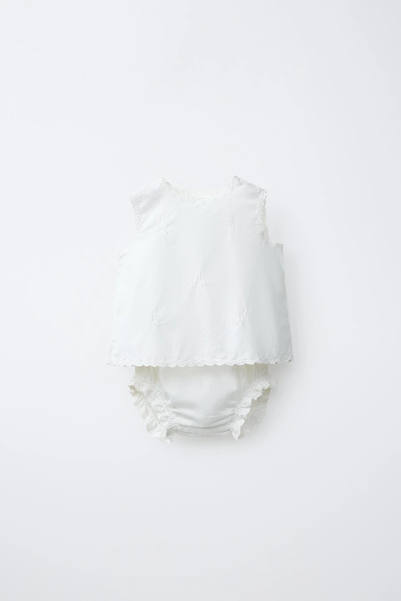 EMBROIDERED SHIRT AND BOTTOMS SET