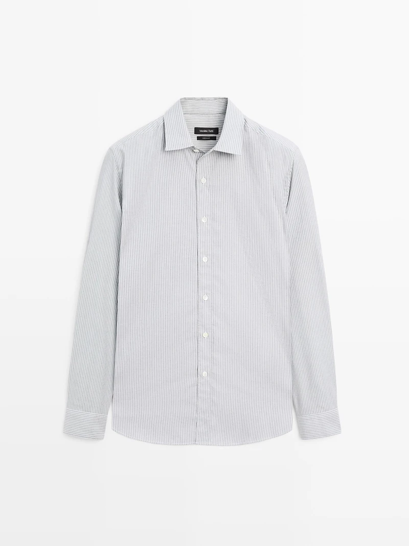 Regular fit melange striped shirt