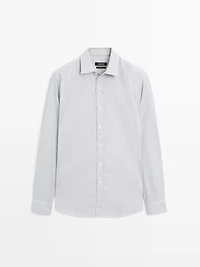 Regular fit melange striped shirt