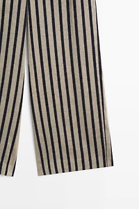 Striped wide-leg linen blend pants