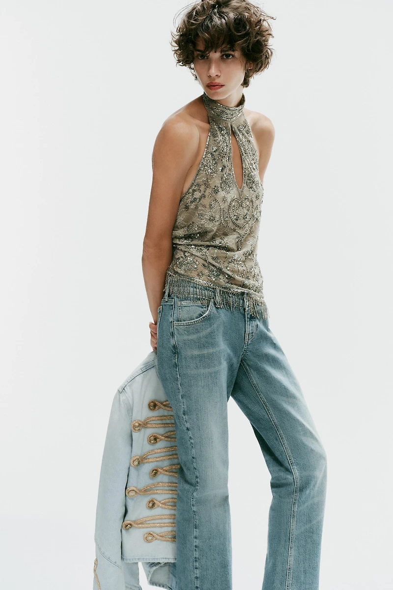 BEADED HALTER TOP