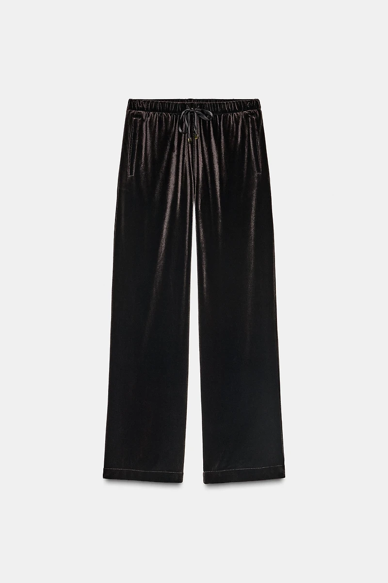 WIDE LEG VELVET PANTS