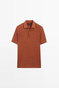 Polo 100 % lin à manches courtes