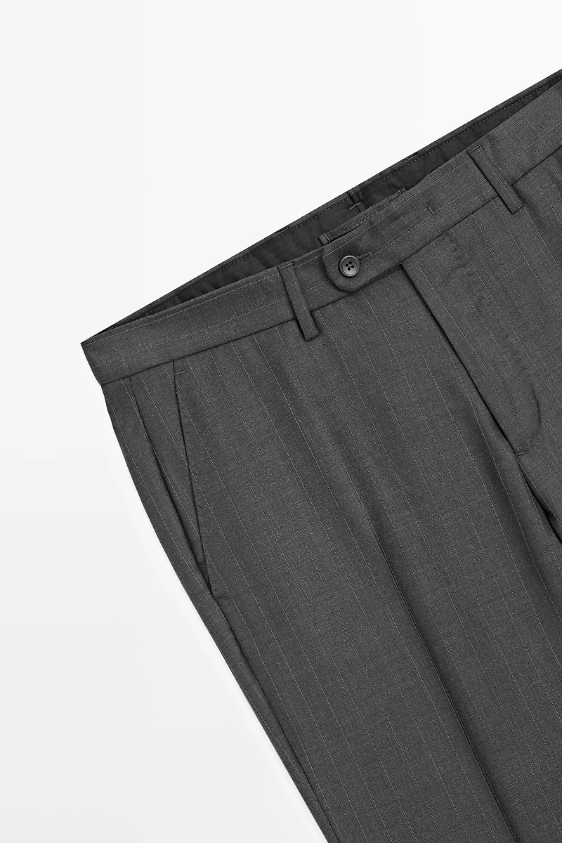 100% wool striped suit trousers