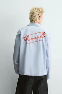 STRIPED PRINT TEXT SHIRT