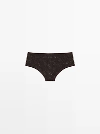 Cotton blend culottes with openwork detail