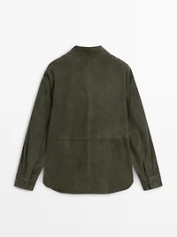 Suede leather shirt with seams