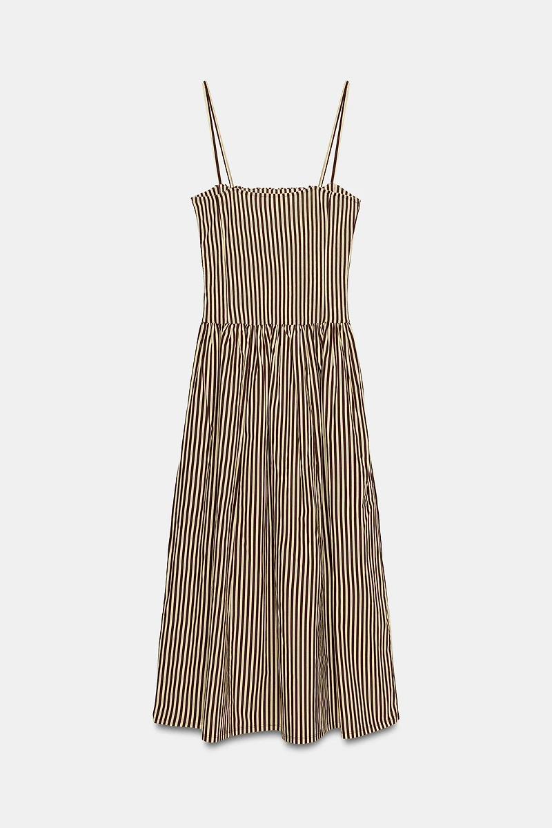 STRIPED COMBINATION POPLIN DRESS