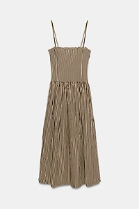 STRIPED COMBINATION POPLIN DRESS