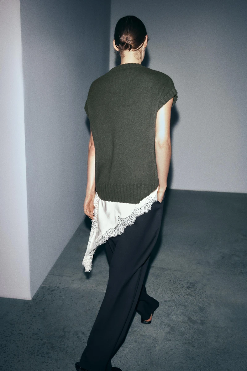 OVERSIZED ASYMMETRIC HEM WOOL VEST