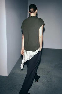 OVERSIZED ASYMMETRIC HEM WOOL VEST