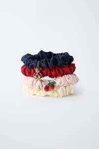 PACK OF FOUR CHARM HAIR TIES