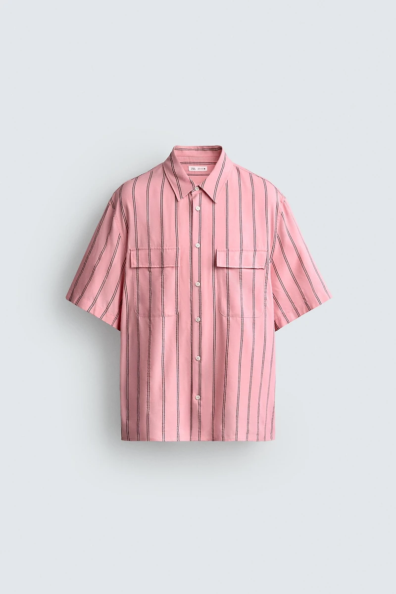 FLOWY STRIPED POCKET SHIRT