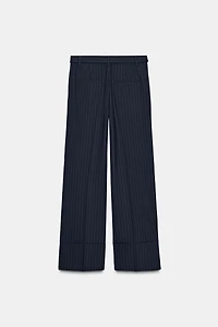 PINSTRIPE BELTED PANTS