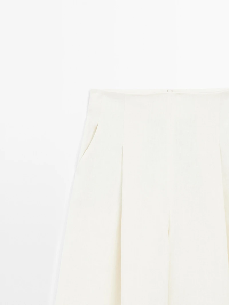 100% linen wide-leg trousers