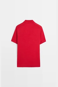 Cotton blend V-neck polo shirt