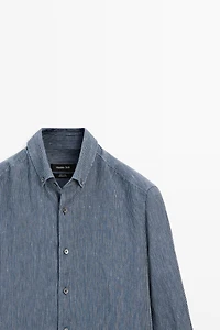 Chemise regular fit milleraies 100 % lin